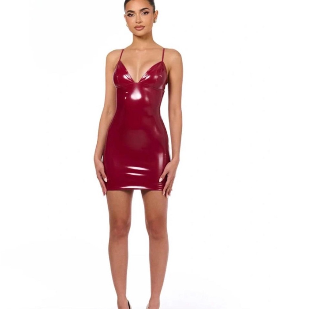 New vinyl Burgundy Dress
